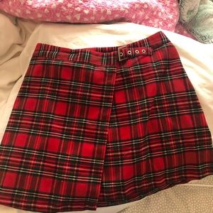 Brandy Melville Red Plaid Skirt